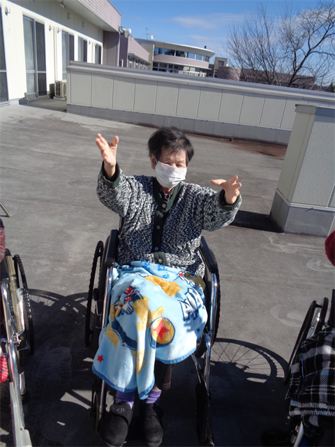外で運動しました