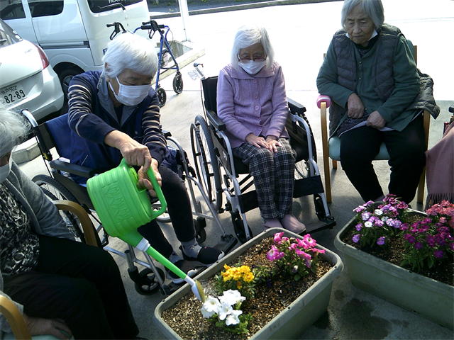 花に水あげしました